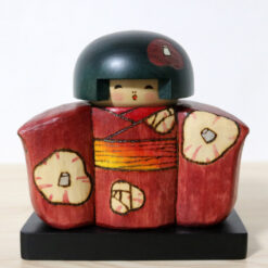 Sekiguchi Sansaku Vintage Kokeshi Doll Sazanka Red Front