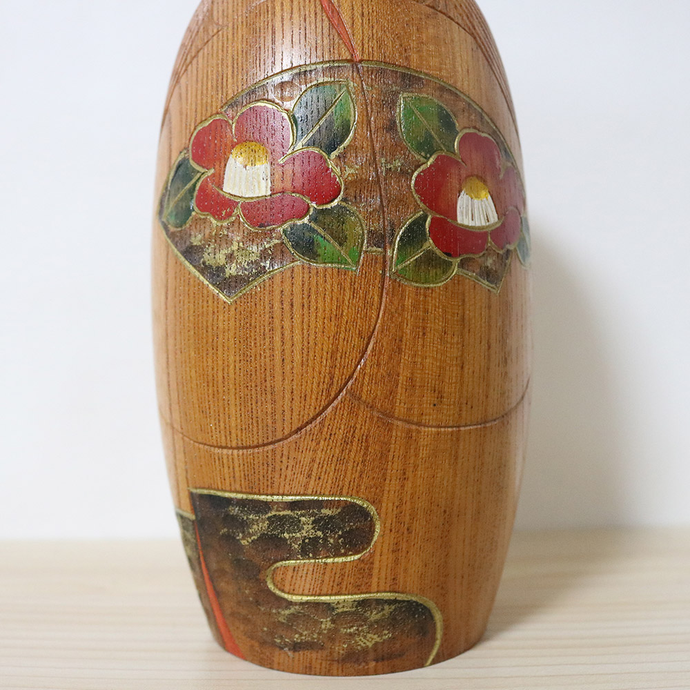 Aoki Ryoka Vintage Japanese Kokeshi Doll Camellia Kimono