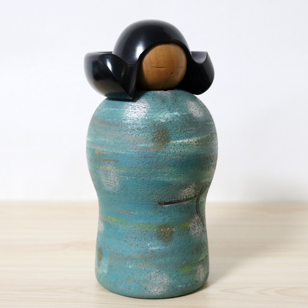 Katase Kaihei Vintage Kokeshi Doll Blue Right