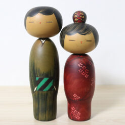 Usaburo Vintage Pair Kokeshi Dolls Journey