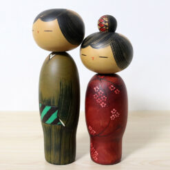 Usaburo Vintage Pair Kokeshi Dolls Journey Left
