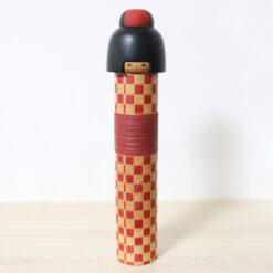 Sekiguchi Sansaku Vintage Kokeshi Doll Checkered Kimono