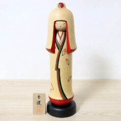 Sekiguchi Sansaku Vintage Kokeshi Doll White Lotus Front