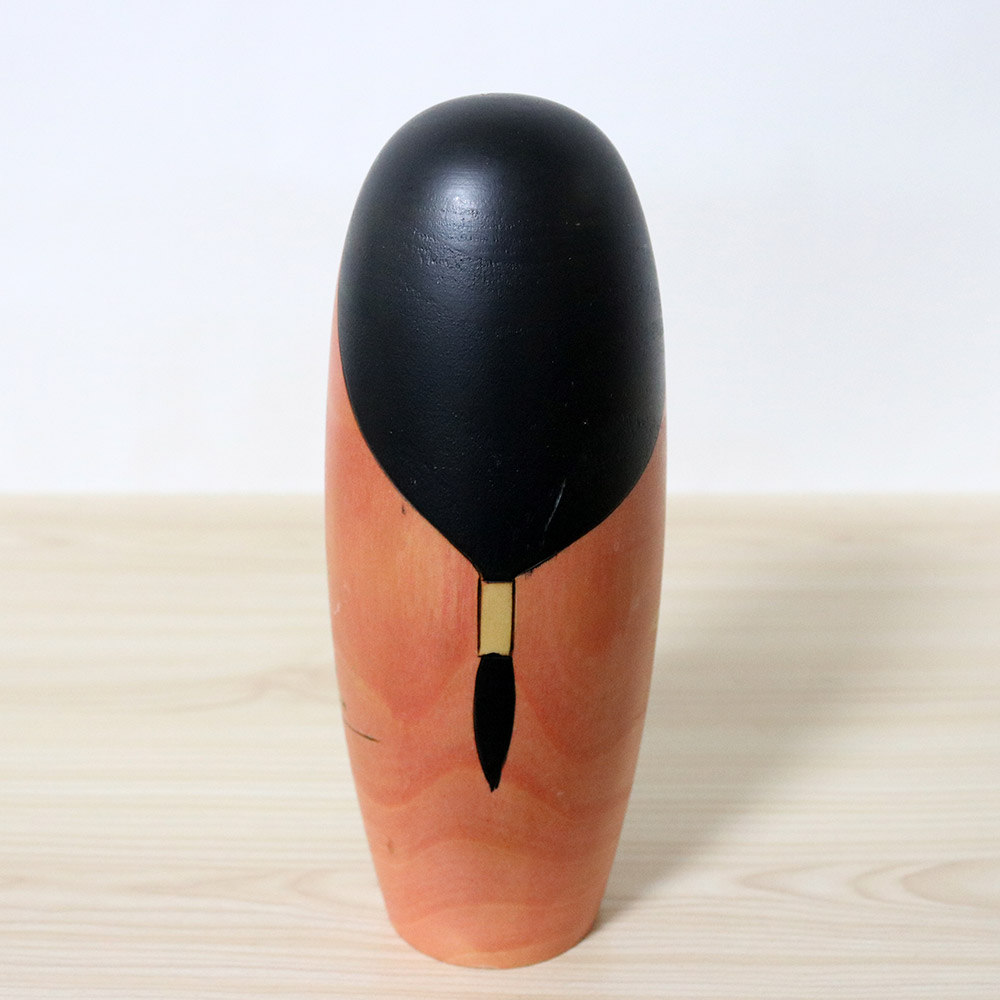 Sato Suigai Vintage Orange Kokeshi Doll Back