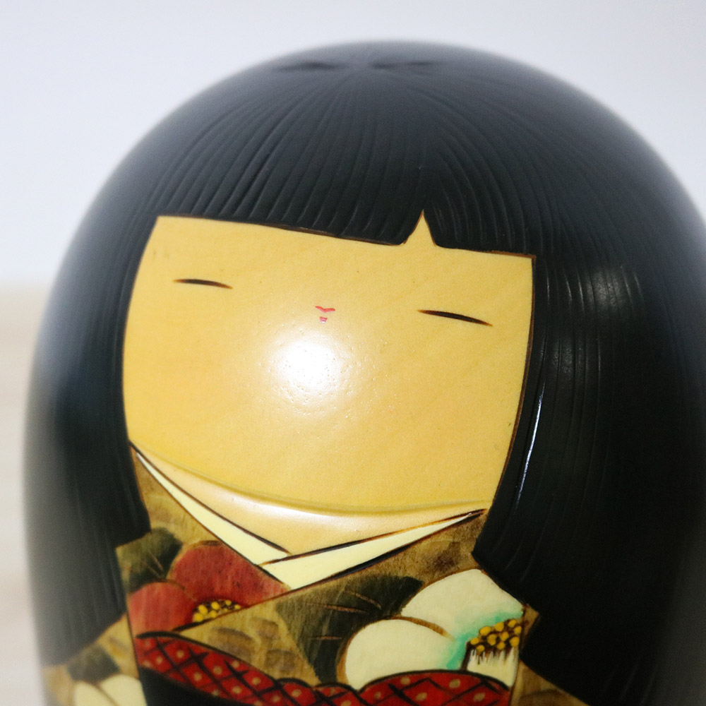Usaburo Vintage Kokeshi Doll Everlasting Camellia Face