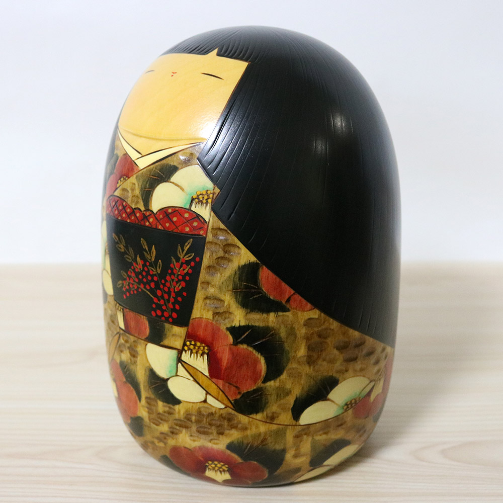Usaburo Vintage Kokeshi Doll Everlasting Camellia Left